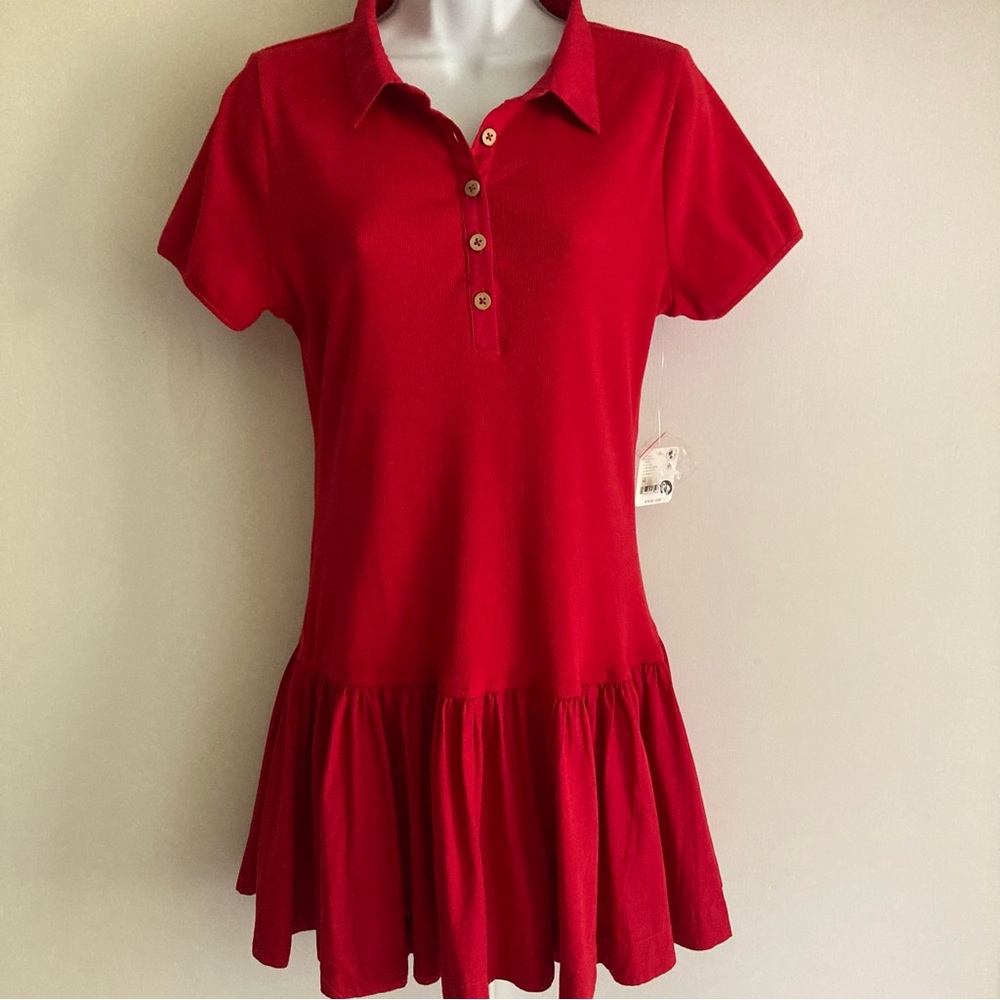 Free People Free-est Collection Red Classic Charm Polo Inspired Mini Dress NWT M - Picture 2 of 15